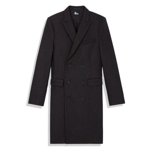 The Kooples Men’s Gray Double-Breasted Wool Blend Overcoat Size FR 46/US 36
